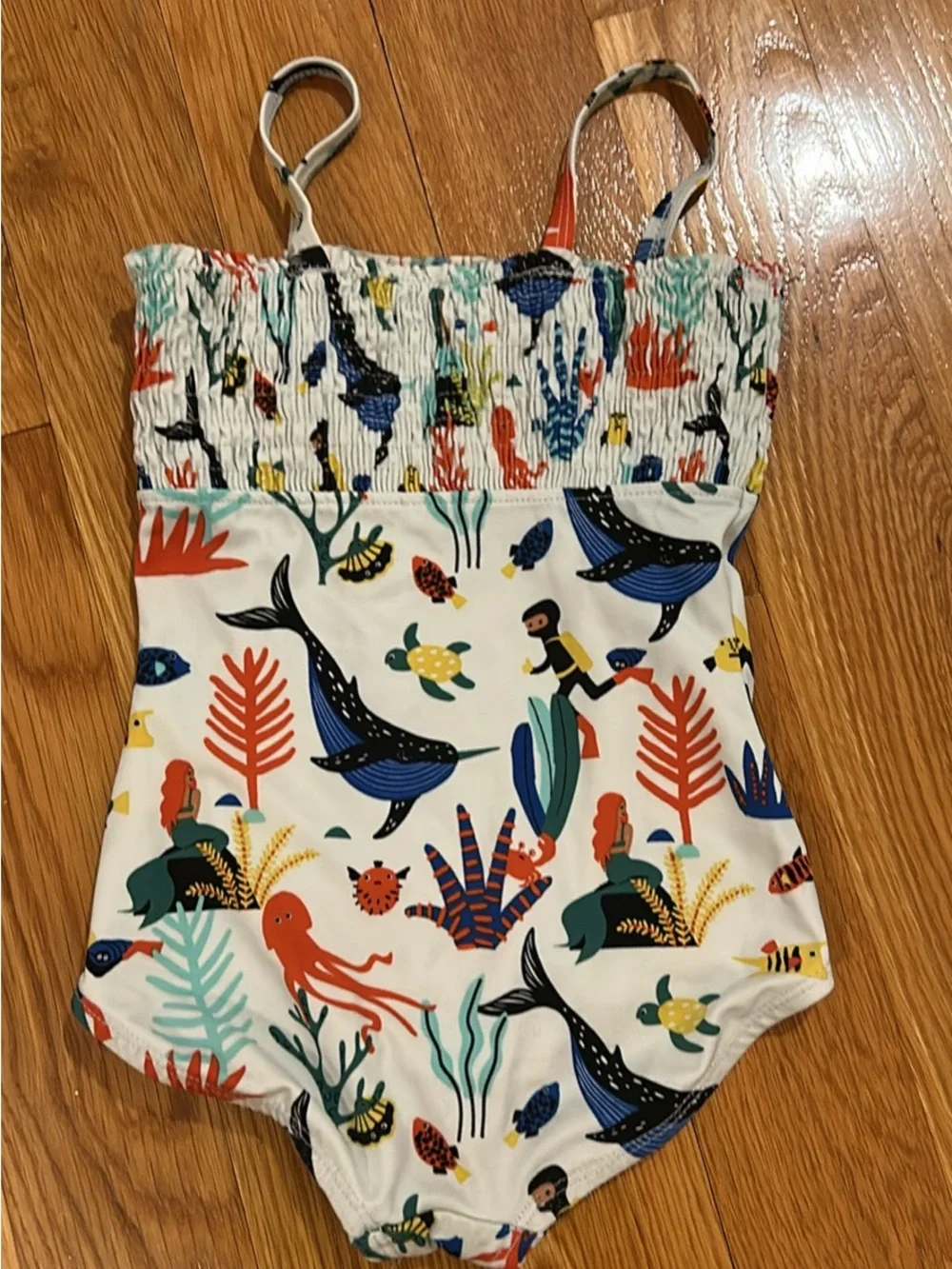 Girls One-Piece Swimsuit with Colorful Ocean Print